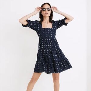 Madewell Navy Polka Dot Mini Dress